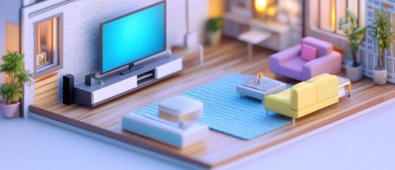 Naklejka premium Modern Cozy Living Room Interior Design Concept