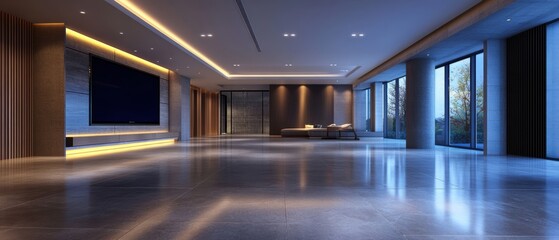 Modern Luxury Living Room with Panoramic Windows