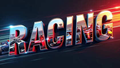 High-Octane Racing Typography with Formula Cars  Effects