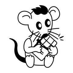 Rat chocolate icon designed in cartoon style  