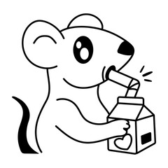 Cartoon style icon of rat sipping 