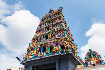 Building view of the Sri Mariamman Temple in Chinatown, Singapore, Built in 1827, it's the oldest...