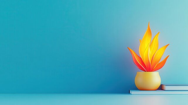 Fire alchemy flat design side view transformative power theme 3D render Complementary Color Scheme