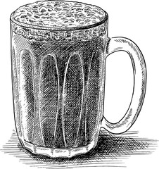 Teh Tarik Line Art and Kopitam Cafe Digital Illustration Vector Clipart