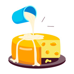Comic style sticker of milk cheese 