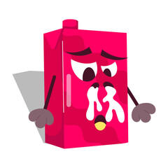 Comic style sticker of spilling milk box 
