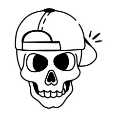 Hand drawn style icon of skull cap 