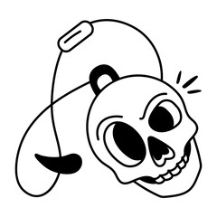 Doodle style icon of skull locket 
