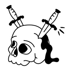 Doodle style icon of stabbed skill 