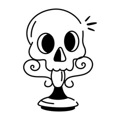 Hand drawn icon of skull lamp 
