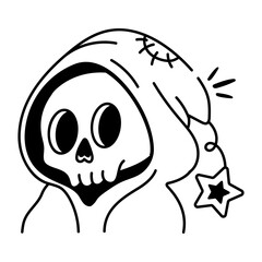 Hand drawn icon of grip reaper skull 