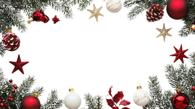 Christmas decorations on a white transparent background