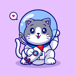 Cute Lucky Cat Astronaut Holding Rocket Cartoon Vector Icon
Illustration. Animal Science Icon Concept Isolated Premium
Vector. Flat Cartoon Style