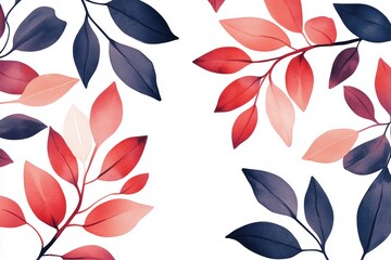 Hand-Painted Watercolor Leaves and Vines Forming Abstract Patterns, Isolated on a Clean White Background