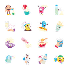 Basic RGBHandy Bundle of Dairy Drinks Flat Stickers 