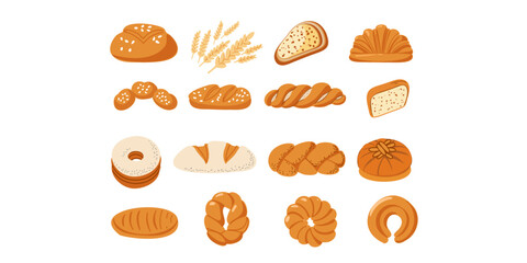Set of various bakery products, stickers