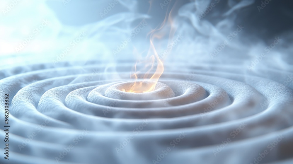 Sticker Abstract image of swirling smoke with a central flame.