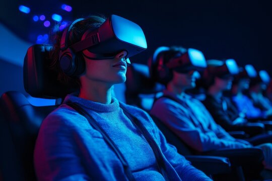 A futuristic cinema with immersive VR movies and interactive experiences