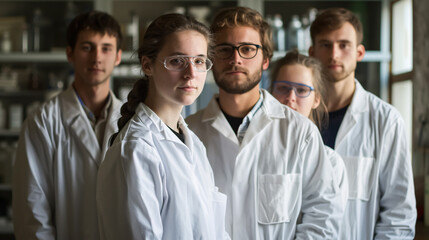 Obraz premium Young research team of the past