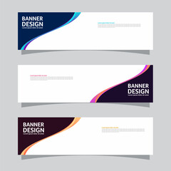 Vector set of landscape banner background design concept. Colorful background business layout template