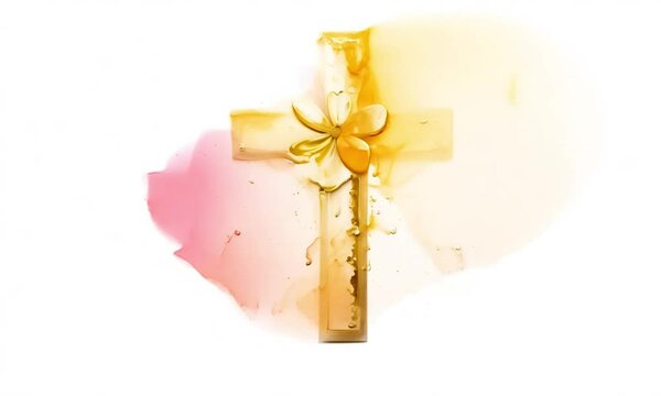 Holy Trinity Symbols. Cross, Crown, Dove on White Background