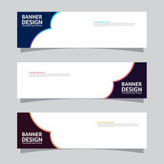 Vector set of landscape banner background design concept. Colorful background business layout template