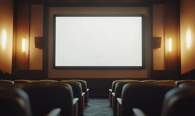 Empty Cinema Hall with Blank Screen