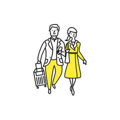 illustration of a man and woman traveling