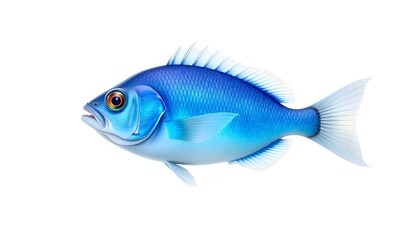 Naklejka premium A blue fish representing seafood and marine life isolated on a white background