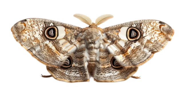 Moth full body isolate on transparent background