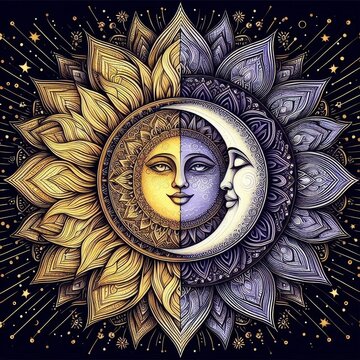 background with moon and sun