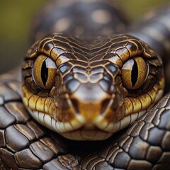 Fototapeta premium A highly detailed, extreme close-up macro photograph of a snake head