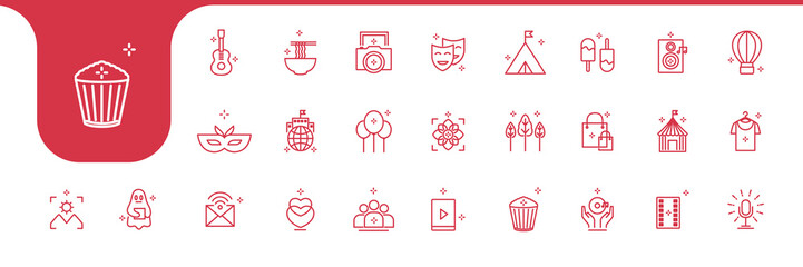 hobby line design icons vector