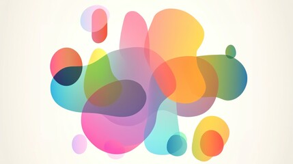 Minimalist Colorful Abstraction: Organic Flowing Fluid Shapes in Pastel Colors with Vibrant Gradient Spectrum for Modern Design and Abstract Art Background Illustration