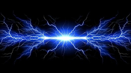 Electric blue lightning bolts radiating from bright center.
