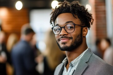 Obraz premium A startup founder attending a networking mixer for young entrepreneurs