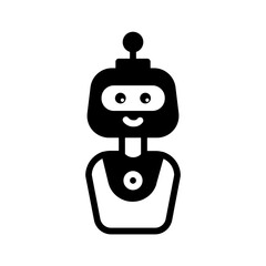 Vector solid black icon for Robot