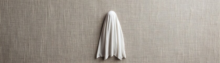 Fototapeta premium Eerie Embroidered Ghost on Vintage Cloth with Subtle Pastel Tones