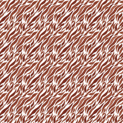 Seamless African pattern. A watercolor drawing that imitates the skin of an animal - a zebra. Brown stripe. White background