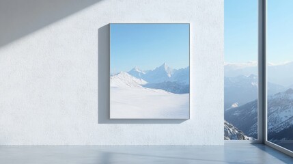 Serene Mountain Landscape in a Bright Gallery Setting