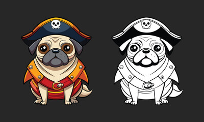 Pug cartoon dog dressed in Halloween costume 06