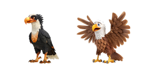 Cartoon Eagle with Sharp Talons on Transparent Background