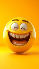 Fototapeta premium 3D Illustration, Joyful Emoji on Orange Background, Symbolizing Happiness and Positivity