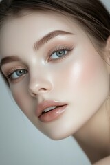 Captivating Minimalist Portrait of a Radiant Young Woman with Ethereal Glow