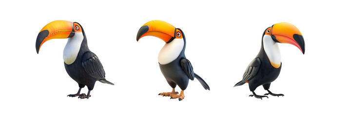 Toucan with Large Beak Collection on Transparent Background