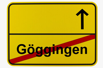 Illustration eines Ortsausgangsschildes von Göggingen in Baden-Württemberg