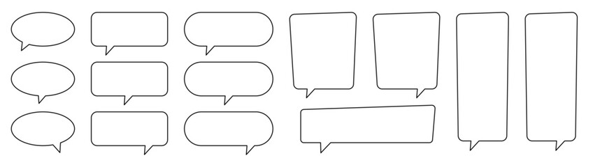 Collection of line speech bubble, speech balloon, chat bubble.