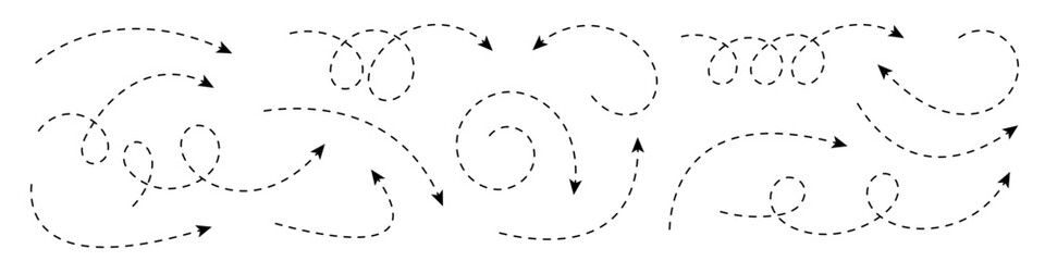 Curved dotted arrow. Zigzag arrow stripes design with dotted lines.