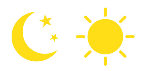Moon with stars and sun flat icon, night and day icon.