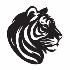 hand drawn black and white tiger's head